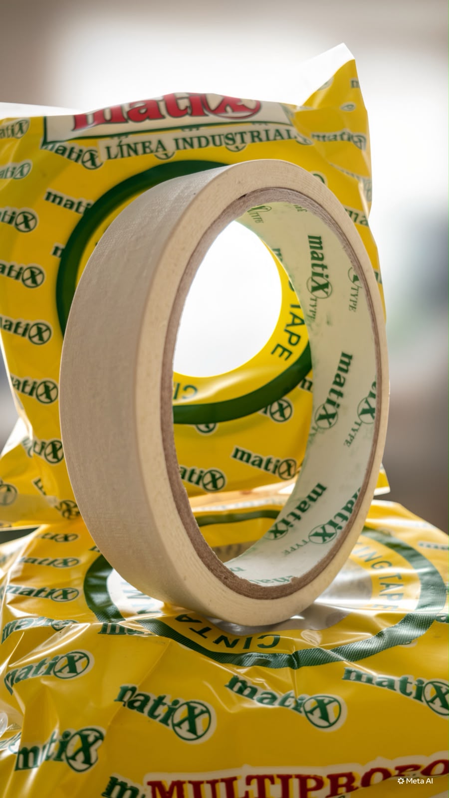 Rollo de cinta masking Matix sobre empaques