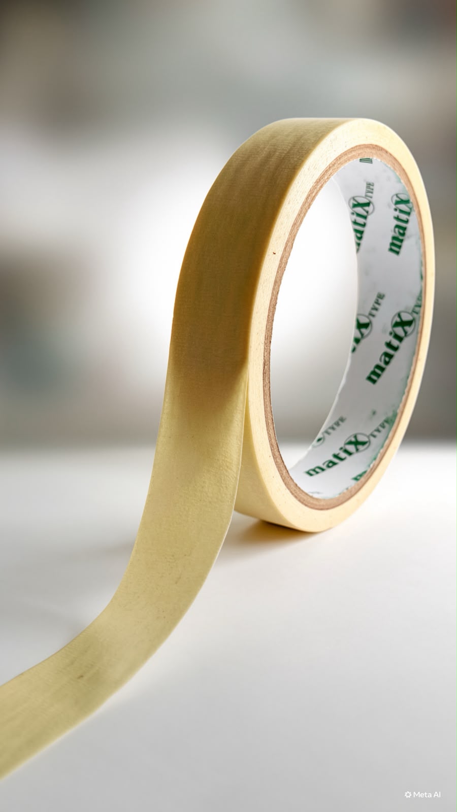 Cinta masking tape de papel crepé desenrollada